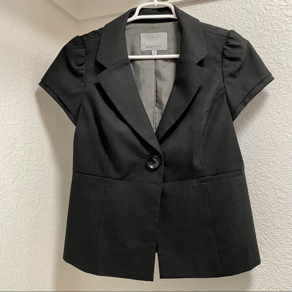 Classiques Entier Black Cap One Button Blazer Sz M - image 4